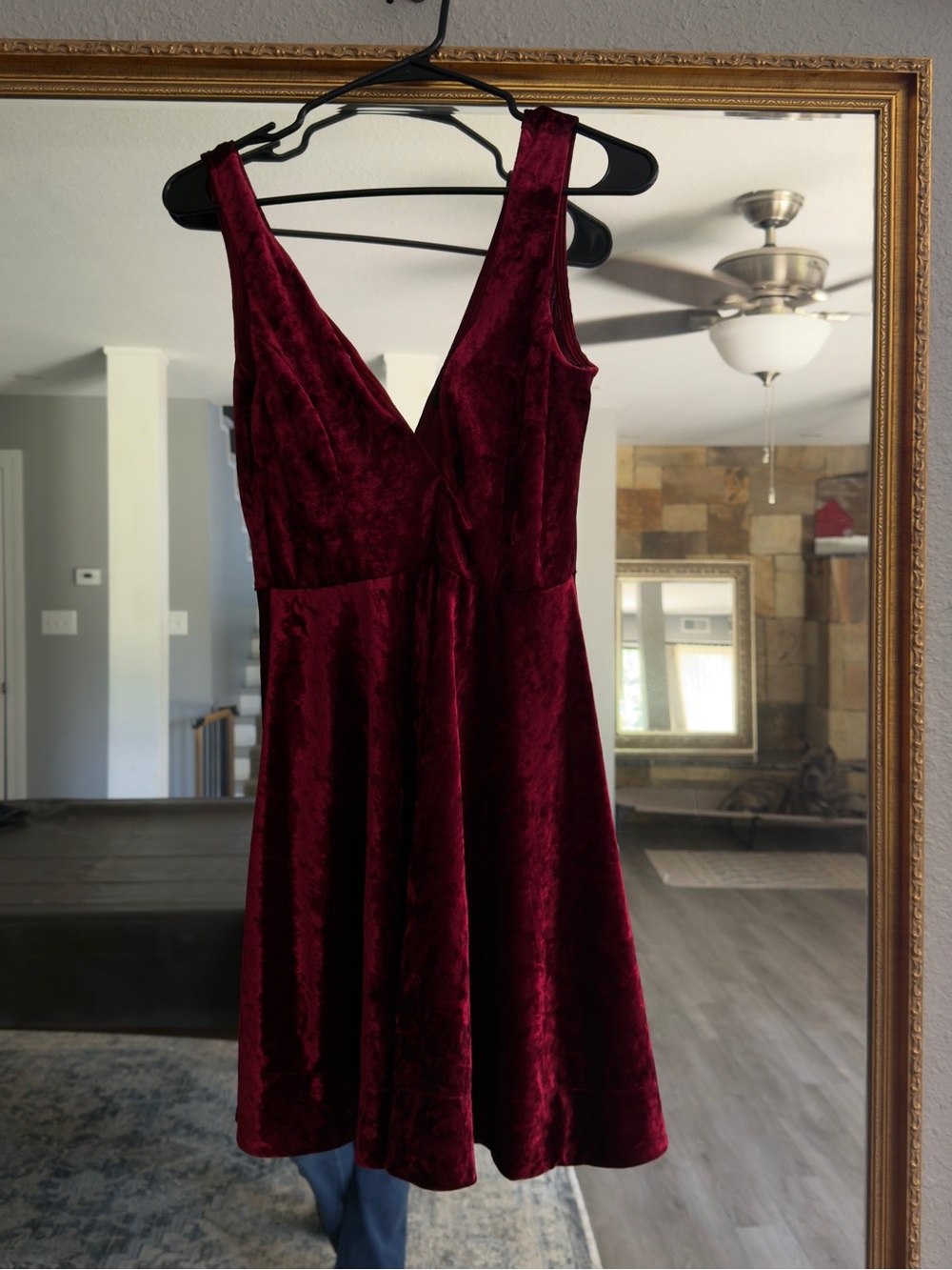 Lulu's Burgundy Velvet Midi Dress